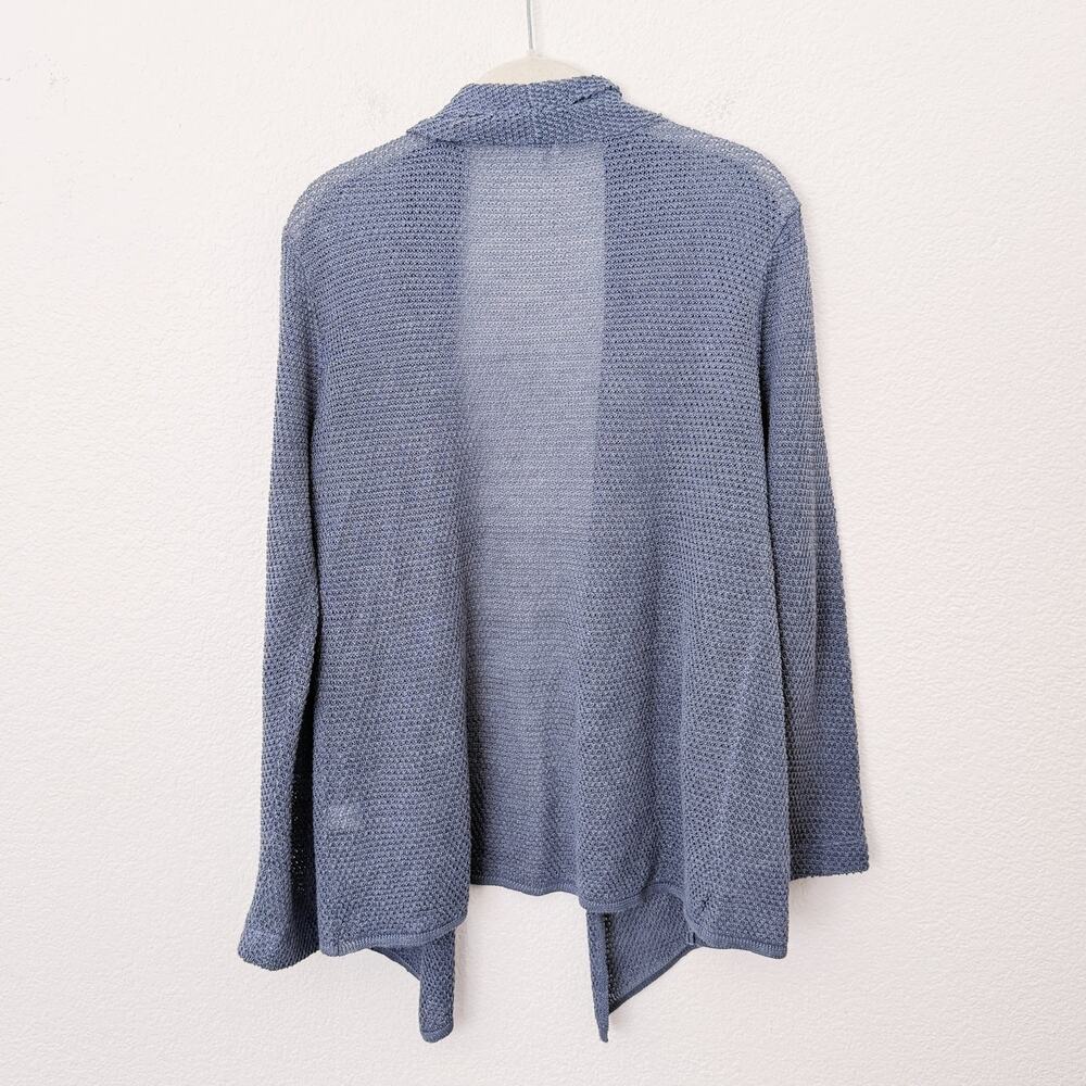 [J. Jill] Pure Jill Blue Gray Linen Blend Open Front Cardigan Sweater Sz Medium - Picture 2 of 10
